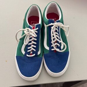 Vans Men's Green and Blue Lace-Up Sneakers